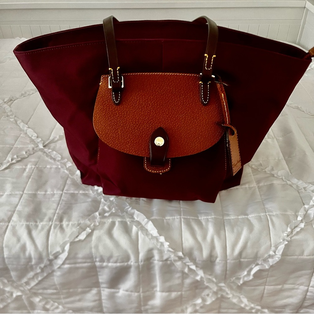 Dooney & Bourke Burgundy Nylon and Leather Tote Shopper